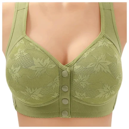 Women's Front Side Buckle Lace Edge Without Steel Ring Movement Seamless Gathering Adjustment Yoga Sleep Large Bra - Image 9
