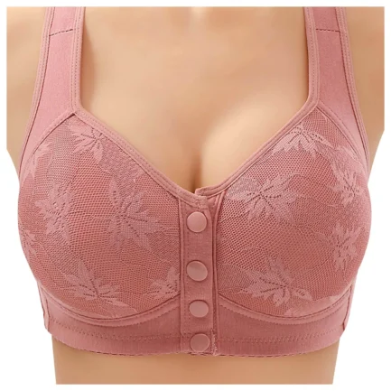 Women's Front Side Buckle Lace Edge Without Steel Ring Movement Seamless Gathering Adjustment Yoga Sleep Large Bra - Image 10