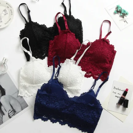 Women Sexy Vest Chest Padded Tank Tops For Women Wearing Fitness Underwear Lace bralette crop top Ladies