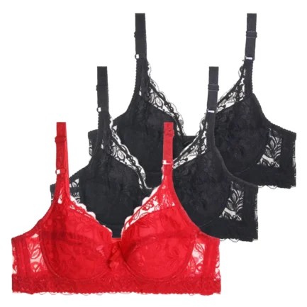 3 Pack Women Bras Push Up Breathable Lingerie Sexy Lace Embroidery Seamless Bralette Solid Color Tank Tops Hollow Mesh Intimate - Image 3