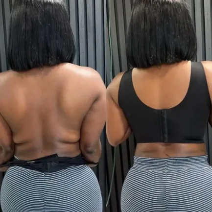 Women Fitted V-Neck Seamless Bra Tank Top Built-in thin Bra Cup Hide Back Fat Full Back Coverage Underwire Steel Bones Bra - Image 2