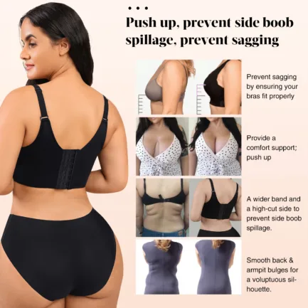 Women Plus Size Deep Cup Bra Hide Back Fat Full Back Coverage Underwire Bra Shaper Comfort Bra Push up underbust Shapewear - Image 4