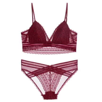 Newly French Style Women Underwear Bras Set Deep V-neck Sexy Low Back U-shaped Bra Lace Bra With Panty Set Lencería Para Mujer - Image 29