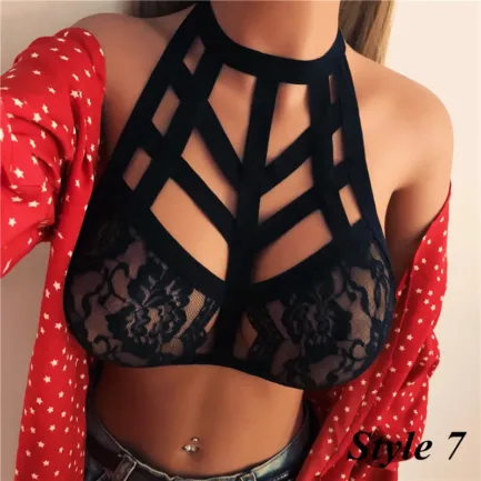 New Sexy Women's Lingerie Hollow Cage Harness Lace Bra Bandage Push Up Crop Top Bralette Bustier Sport Underwear Bikini Swimsuit - Image 16