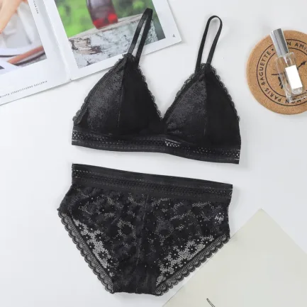 Women Lace Sports Bra Sets Seamless Underwear Backless Vest Panties Padded Ultrathin Bralette Female Briefs Sports Bra Set - Image 17