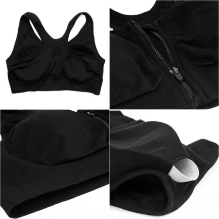 Plus Size M-4XL Women Front Zipper Closure Push Up Bras Shockproof Fitness Vest Removable Padded Wireless Tops - Image 18