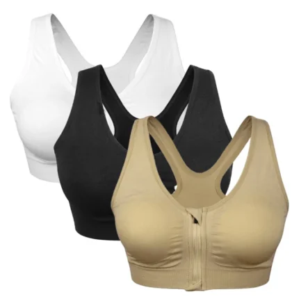 Plus Size M-4XL Women Front Zipper Closure Push Up Bras Shockproof Fitness Vest Removable Padded Wireless Tops - Image 10