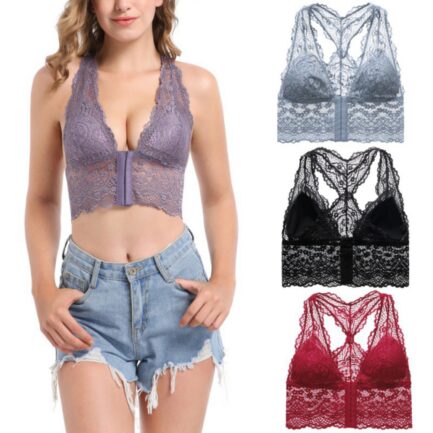 Women's Comfort Bra Front Buckle Seamless Vest Lace Bra Large Size Underwear Adjustable Sports Breathable Bra Beauty Back - Image 7