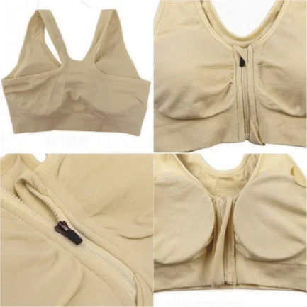 Plus Size M-4XL Women Front Zipper Closure Push Up Bras Shockproof Fitness Vest Removable Padded Wireless Tops - Image 23