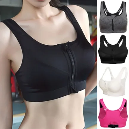 1PC 5XL Women Zipper Push Up Sports Bras Vest Underwear Shockproof Breathable Gym Fitness Athletic Running Sport Tops - Image 9