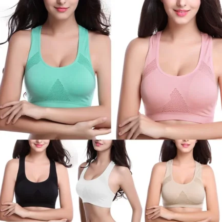 2XL Breathable Women Active Bra Professional Absorb Sweat Top Sports Bra Mesh Bras Push Up Padded Running Gym Fitness Tops - Image 3