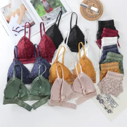 Women Lace Sports Bra Sets Seamless Underwear Backless Vest Panties Padded Ultrathin Bralette Female Briefs Sports Bra Set - Image 7