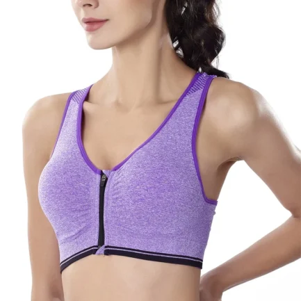 Plus Size M-4XL Women Front Zipper Closure Push Up Bras Shockproof Fitness Vest Removable Padded Wireless Tops - Image 6