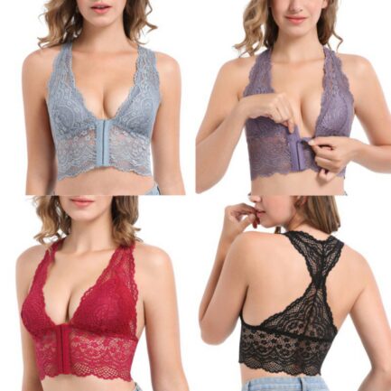 Women's Comfort Bra Front Buckle Seamless Vest Lace Bra Large Size Underwear Adjustable Sports Breathable Bra Beauty Back - Image 8