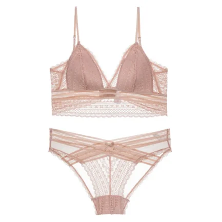 Newly French Style Women Underwear Bras Set Deep V-neck Sexy Low Back U-shaped Bra Lace Bra With Panty Set Lencería Para Mujer - Image 27