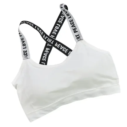 Women Push Up Sports Bra Sport Bra Fitness Top Letters Yoga Bra For Cup A-D Black White Running Yoga Gym Fitness Crop Top - Image 4