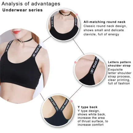 Women Push Up Sports Bra Sport Bra Fitness Top Letters Yoga Bra For Cup A-D Black White Running Yoga Gym Fitness Crop Top - Image 8