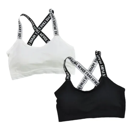 Women Push Up Sports Bra Sport Bra Fitness Top Letters Yoga Bra For Cup A-D Black White Running Yoga Gym Fitness Crop Top - Image 9