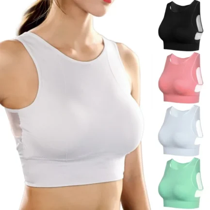 Women Solid Bras Breathable Mesh Bras Shockproof Padded Solid Bra Seamless Fitness Tops Waistcoat - Image 11