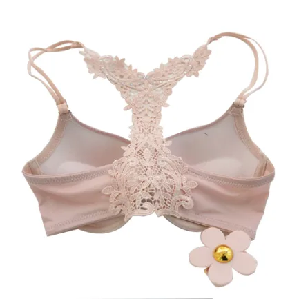 Womens Sexy Front Closure Lace Racer Back Push Up Seamless Bras Racer Back Bra Thin Padded Fine Shoulder Strap Solid Intimates - Image 12