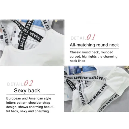 Women Push Up Sports Bra Sport Bra Fitness Top Letters Yoga Bra For Cup A-D Black White Running Yoga Gym Fitness Crop Top - Image 11