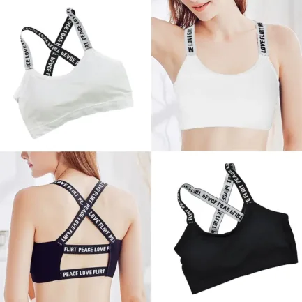 Women Push Up Sports Bra Sport Bra Fitness Top Letters Yoga Bra For Cup A-D Black White Running Yoga Gym Fitness Crop Top - Image 18