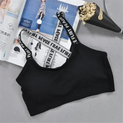 Women Push Up Sports Bra Sport Bra Fitness Top Letters Yoga Bra For Cup A-D Black White Running Yoga Gym Fitness Crop Top - Image 13