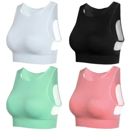Women Solid Bras Breathable Mesh Bras Shockproof Padded Solid Bra Seamless Fitness Tops Waistcoat - Image 9