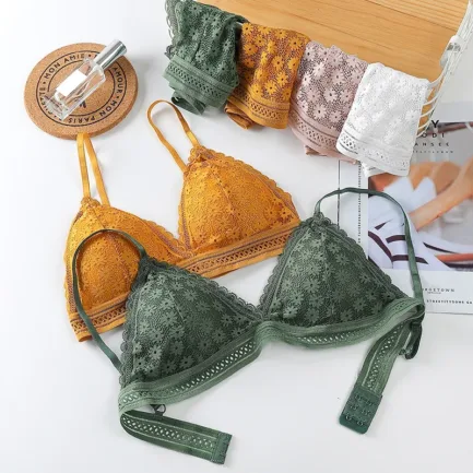 Women Lace Sports Bra Sets Seamless Underwear Backless Vest Panties Padded Ultrathin Bralette Female Briefs Sports Bra Set - Image 9