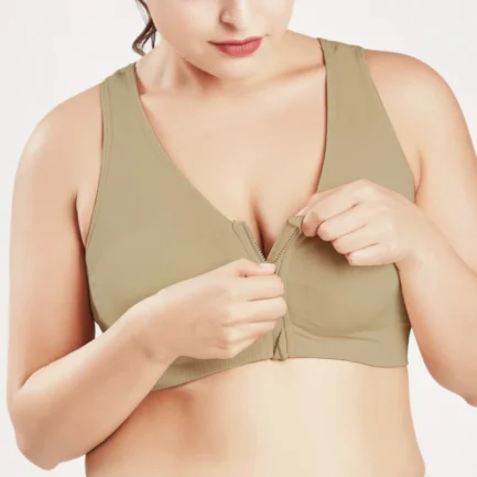 Plus Size M-4XL Women Front Zipper Closure Push Up Bras Shockproof Fitness Vest Removable Padded Wireless Tops - Image 4