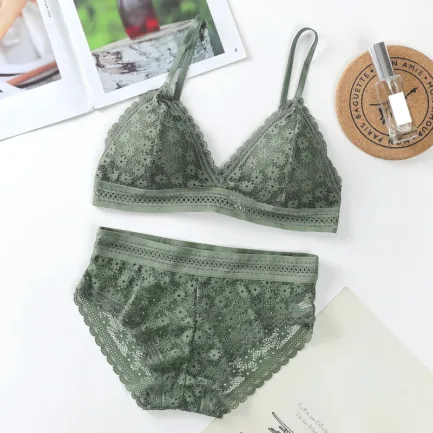Women Lace Sports Bra Sets Seamless Underwear Backless Vest Panties Padded Ultrathin Bralette Female Briefs Sports Bra Set - Image 19
