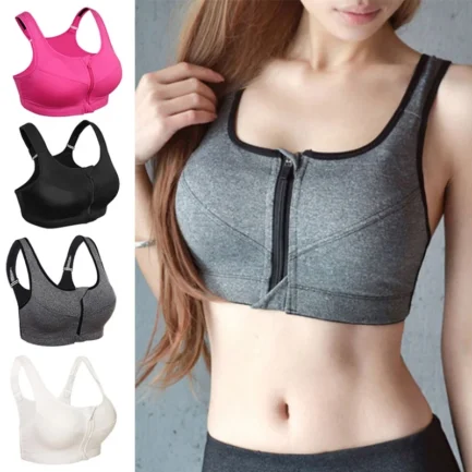 1PC 5XL Women Zipper Push Up Sports Bras Vest Underwear Shockproof Breathable Gym Fitness Athletic Running Sport Tops - Image 2