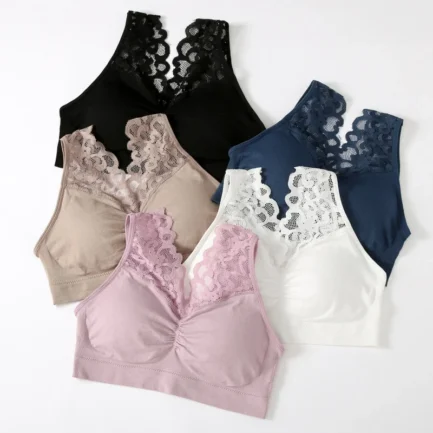 3pcs Sexy Deep V Neck Lace Bras Women Brassiere Push Up Padded Bra Seamless Comfortable Bralette Breathable Fitness Gym Bra Vest - Image 3
