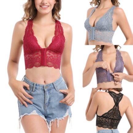 Women's Comfort Bra Front Buckle Seamless Vest Lace Bra Large Size Underwear Adjustable Sports Breathable Bra Beauty Back - Image 9