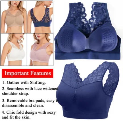 3pcs Sexy Deep V Neck Lace Bras Women Brassiere Push Up Padded Bra Seamless Comfortable Bralette Breathable Fitness Gym Bra Vest - Image 7