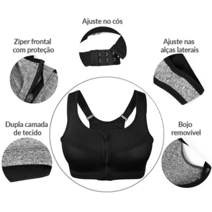 1PC 5XL Women Zipper Push Up Sports Bras Vest Underwear Shockproof Breathable Gym Fitness Athletic Running Sport Tops - Image 12