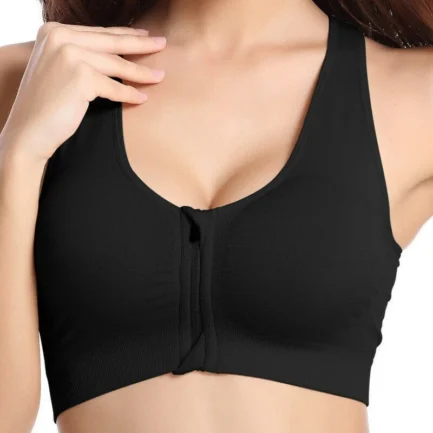 Plus Size M-4XL Women Front Zipper Closure Push Up Bras Shockproof Fitness Vest Removable Padded Wireless Tops - Image 15