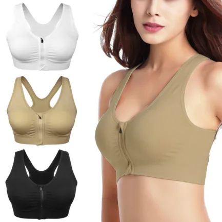 Women Sports Bra Front Zipper Closure Push Up Bras Shockproof Fitness Vest Removable Padded Wireless Tops Sports Tops Lady Bra - Image 6