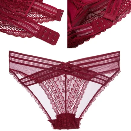 Newly French Style Women Underwear Bras Set Deep V-neck Sexy Low Back U-shaped Bra Lace Bra With Panty Set Lencería Para Mujer - Image 24