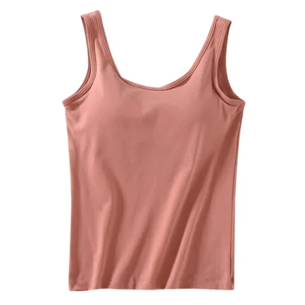 Women'S T-Shirt Womens Tank Tops With Built In Bras 2024 Summer Casual Crew Neck Sleeveless Camisole Cotton Padded топ женский - Image 9