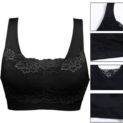 Sports Bras for Women Plus Size Floral Lace Patchwork Bralettes Seamless Full Coverage Lightly Lined Wireless Push Up Bras Tops - Image 11