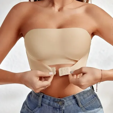 Women'S New Front Buckle Strapless Bra Non-Slip Non-Trace Breathable Invisible Underwear Solid Color Fashion Comfortable Bra - Image 10