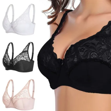 Plus Size Women Scalloped Lace Bra Embroidery Floral Bralette Underwire Minimizer Bras 3/4 Cups Bra Non-Padded Push up Brassiere - Image 9