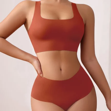 Vest Style Women'S Underwear Set Large Size Sports No Underwire Upper Bracket Gathering Removable Pad Women'S Bra Boxe4 Briefs - Image 16