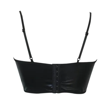 Womens Leather Crop Tops Wet Look Bra V Neck Tank Tops Sexy Gothic Camisoles Skinny Clubwear Camisole Erotic Lingerie Vests топ - Image 12