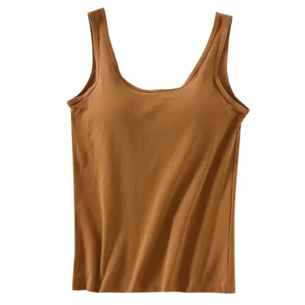 Women'S T-Shirt Womens Tank Tops With Built In Bras 2024 Summer Casual Crew Neck Sleeveless Camisole Cotton Padded топ женский - Image 13