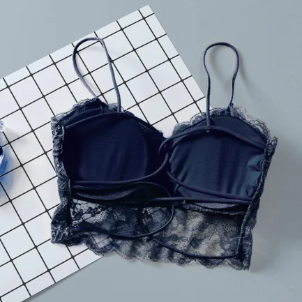 Summer Women Lace Bralette Sexy Top Sleeveless Solid Tops Unpadded Bralette Bra Bustier Back Cross Strap Crop Tank S-2XL - Image 5