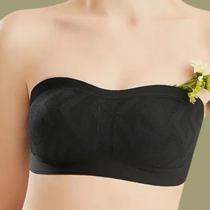 Women's Solid Color Strapless Bra Enhanced Bust Appearance Non Slip Thin Bandeau Push Up Bra Breast Gathering Lingerie - Image 11