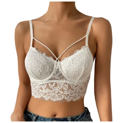 Women's Sexy Lace Bras Plus Size Backless Underwear Bras Push Up Crop Tops Hollow Out Bralette Summer Lace Tank Top Intimates - Image 12