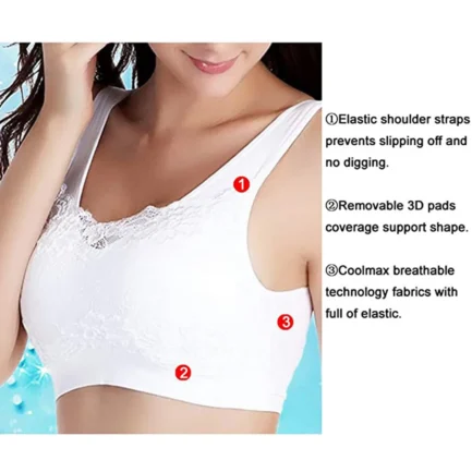 Sports Bras for Women Plus Size Floral Lace Patchwork Bralettes Seamless Full Coverage Lightly Lined Wireless Push Up Bras Tops - Image 5